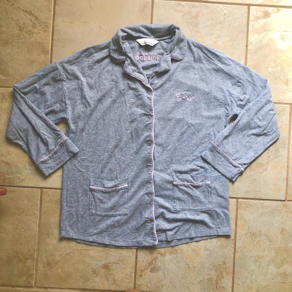 Peter Alexander Gray and Pink Flannel Pyjama Top